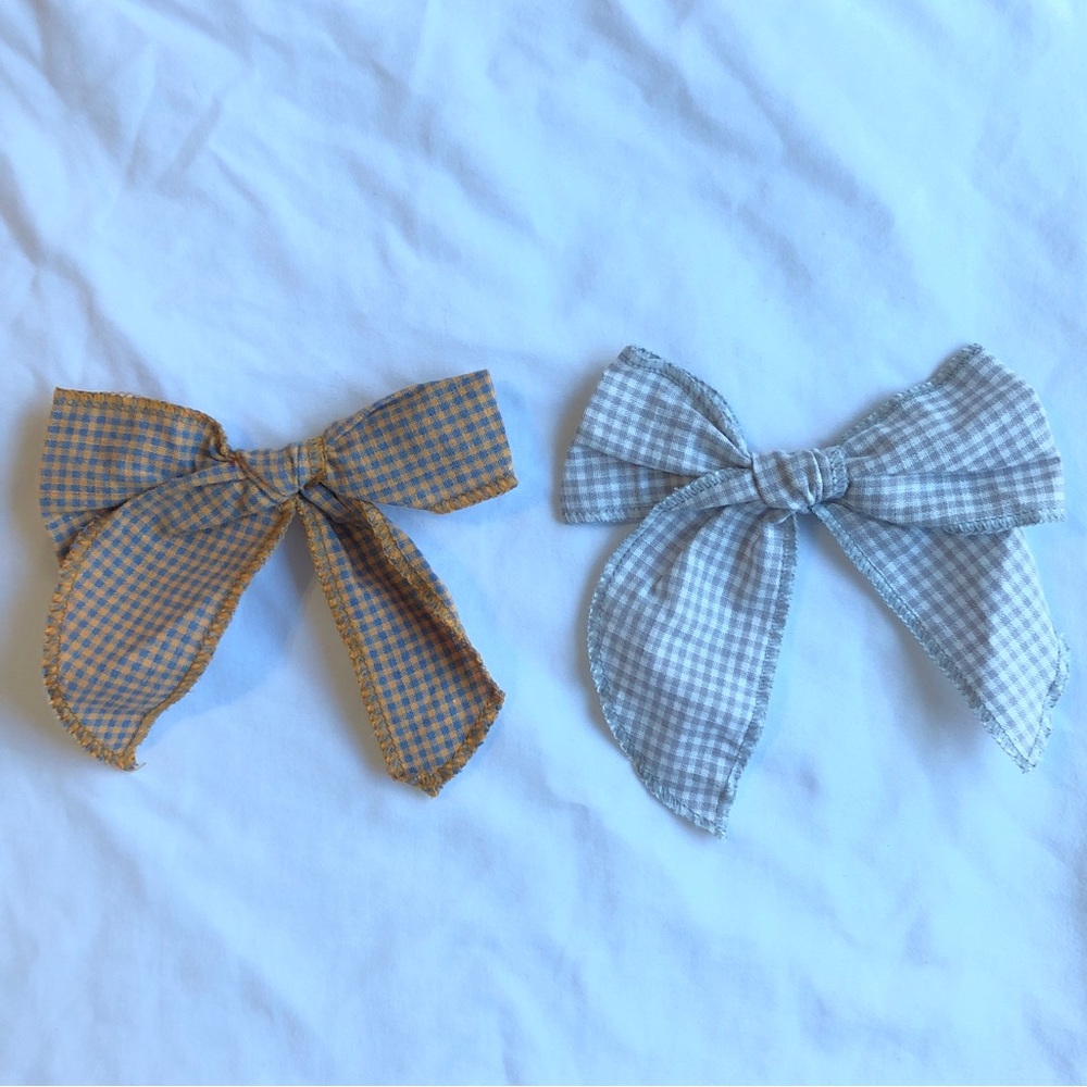 2 Hair Bows Gingham Pattern